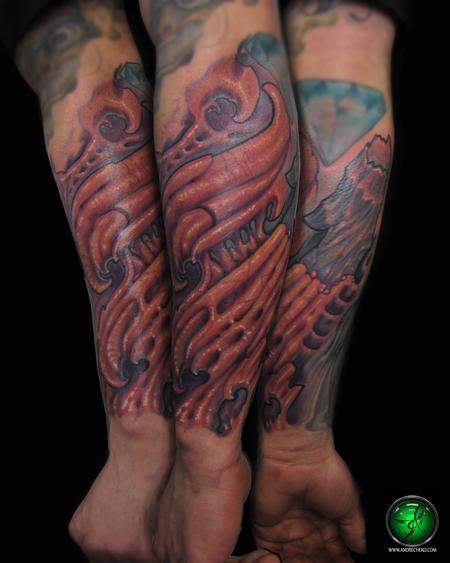 Andre Cheko - Bio Organic arm color tattoo